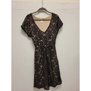 Love Squared Dress 2X Black Lace V Neck‎ Short Sleeve Mini Plus Size Women's